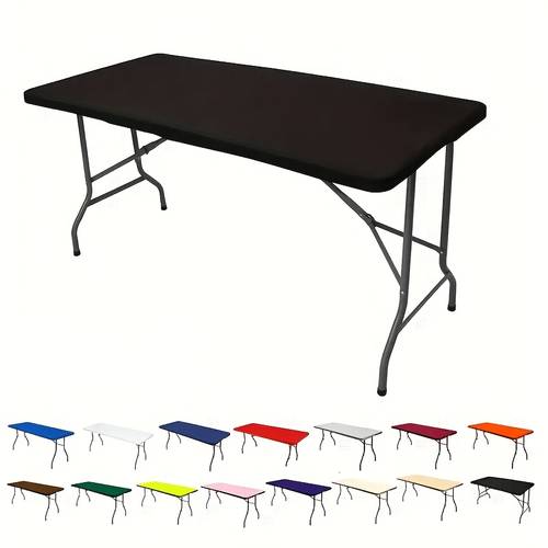 1pc half cover elastic table of washable polyester suitable for rectangular tables its a protective cover for christmas party supplies and decorations ideal for kitchens dining rooms indoor and outdoor picnics and camping