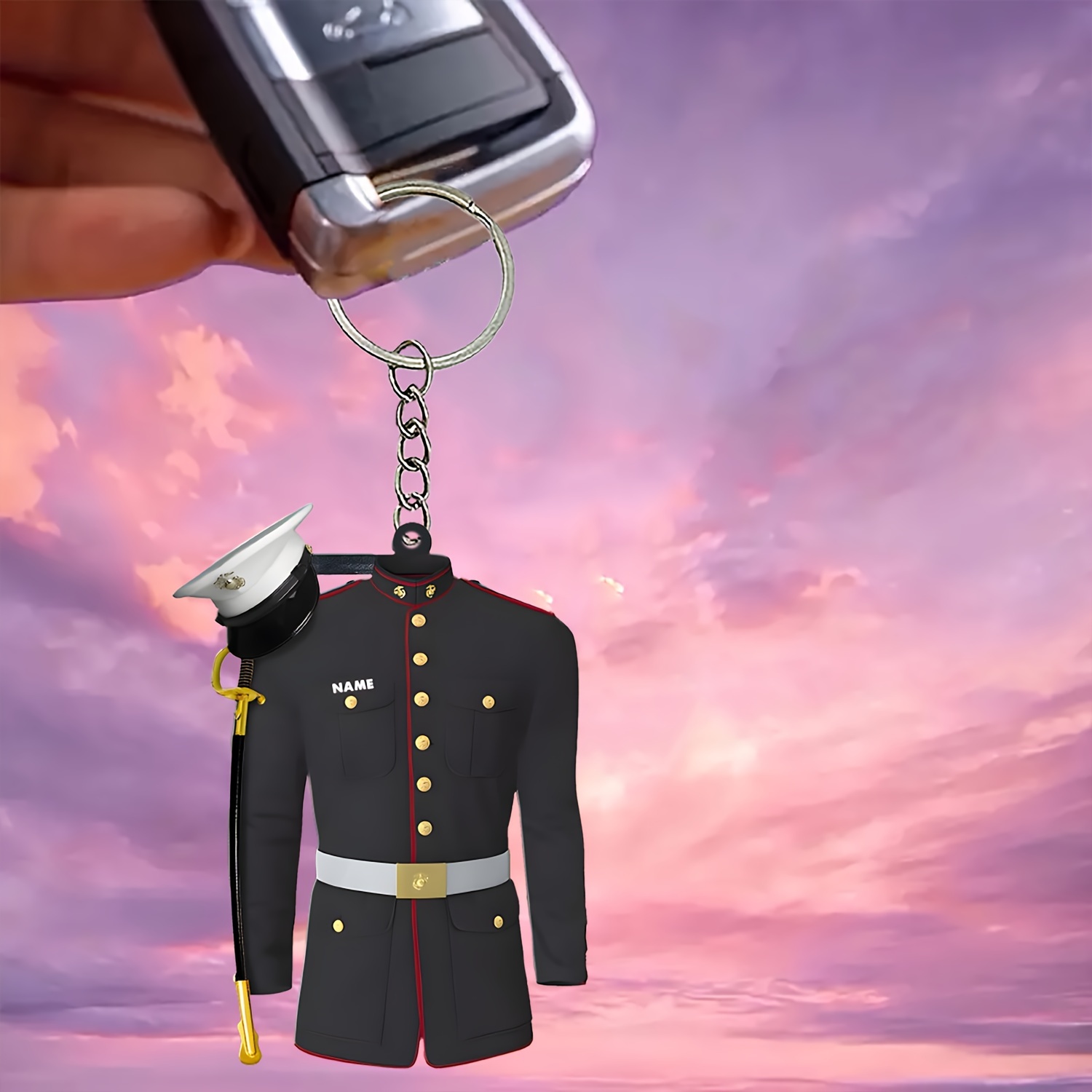 

Creative Acrylic Military Uniform Keychain - 2d Costume Ornament, Suitable For Bags And Cars, Gift Or Holiday Gift
