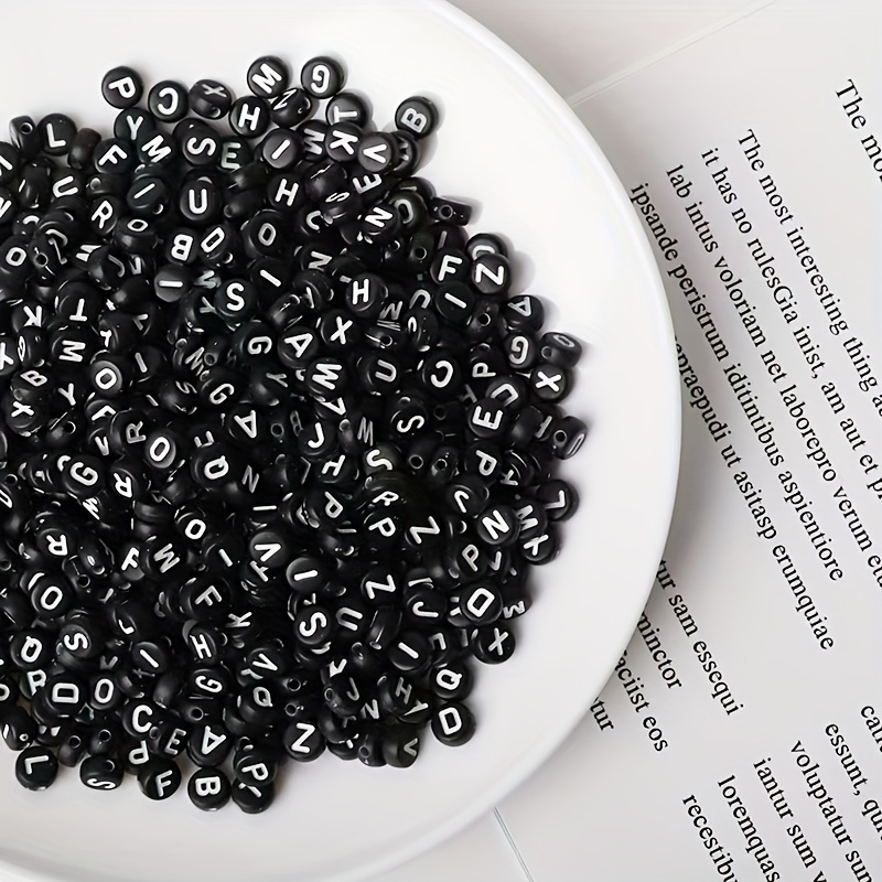 black small letter beads round alphabet beads Temu Montenegro