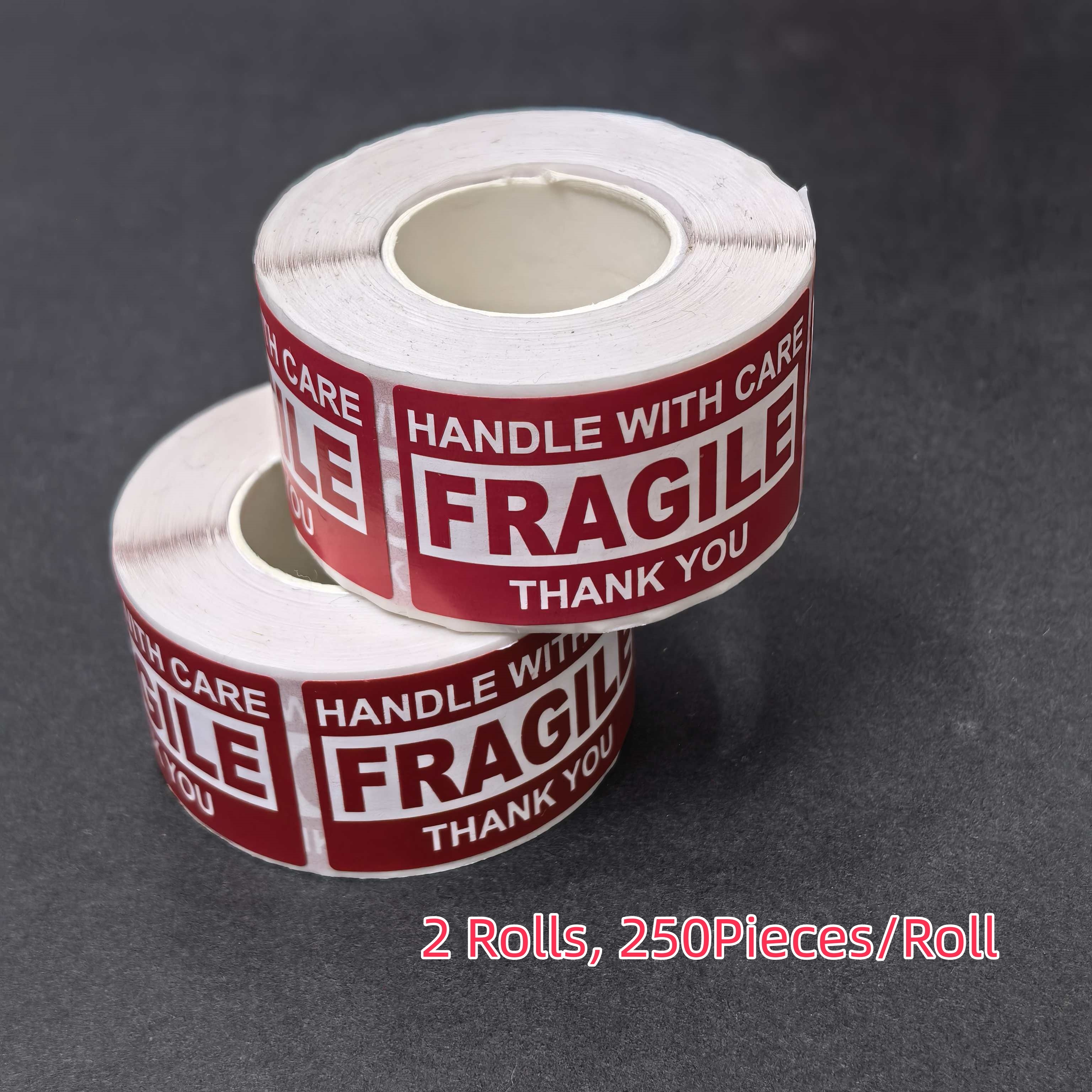 TEMU 2 Rolls, 250pcs/roll Fragile Handle With Care Stickers, Self-adhesive Warning Labels, Shipping Boxes, Moving Packages, Transport, Warehouse