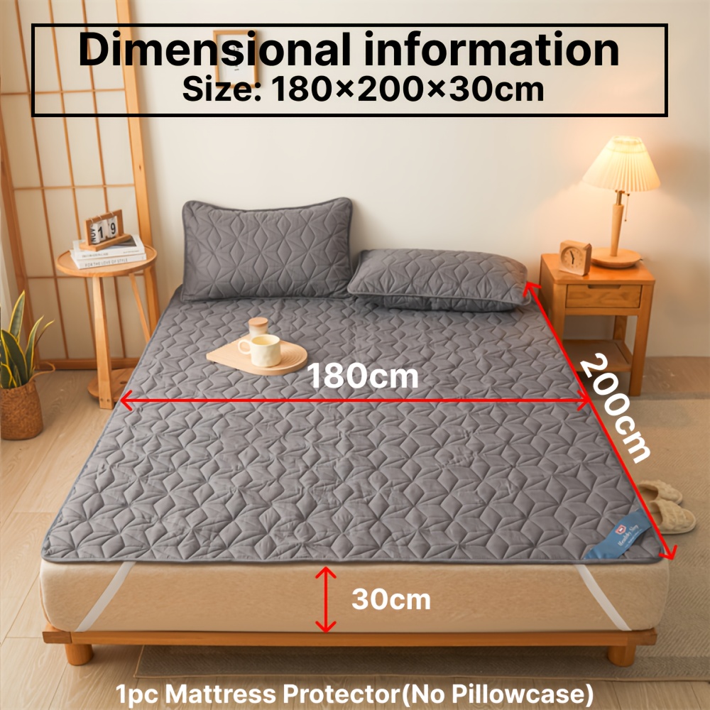 TEMU 1pc Waterproof Quilted Mattress Protector, Breathable Mattress Cover With Elastic Straps For Bed Cover (without Pillowcase), Non-slip Mattress
