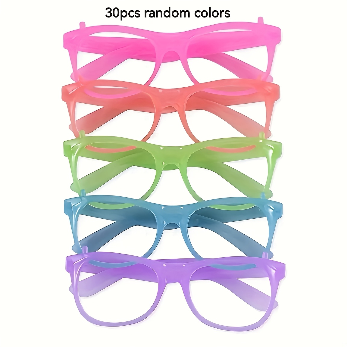 TEMU 30 stuks fluorescerende brillen, geen nodig, unisex voor mannen en vrouwen, perfect voor verjaardagsfeestjes, kerstfeesten, Halloween-feesten en