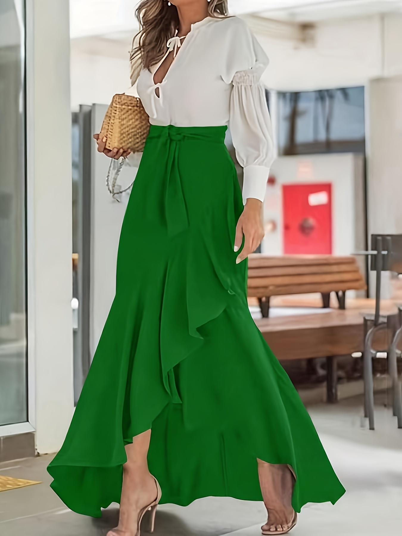 ワンピース THE ATTICO Women Mid Skirts 246WCM125 J043152 GREEN Rue embellished miniskirt in green - The Attico | Mytheresa