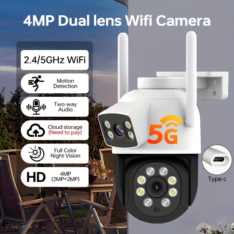 4mp Security Cameras Outdoor Dual Lens Pan tilt Cctv Temu Malaysia