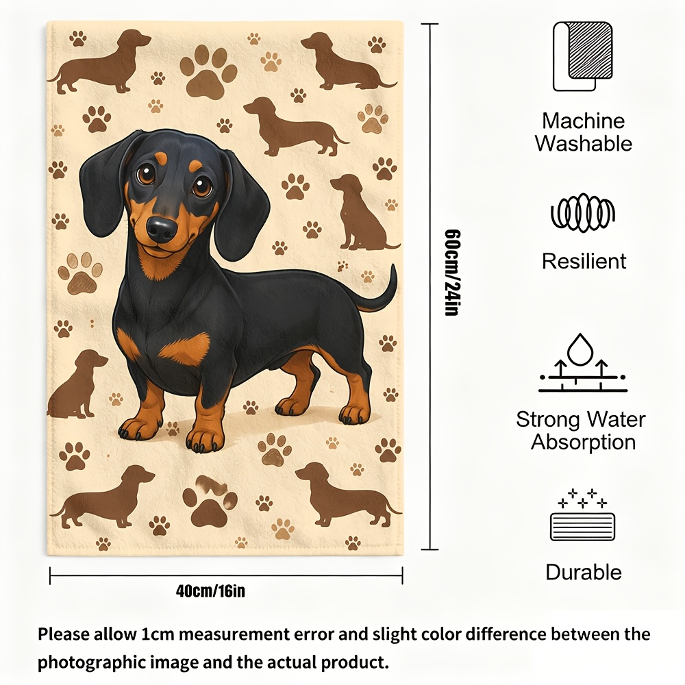 TEMU 2pcs Dachshund Tea Towels Suitable For Cooking, Baking, Dish Cloths & Dish Towels - Super Soft Microfiber Kitchen Towel Set With Dachshund, High