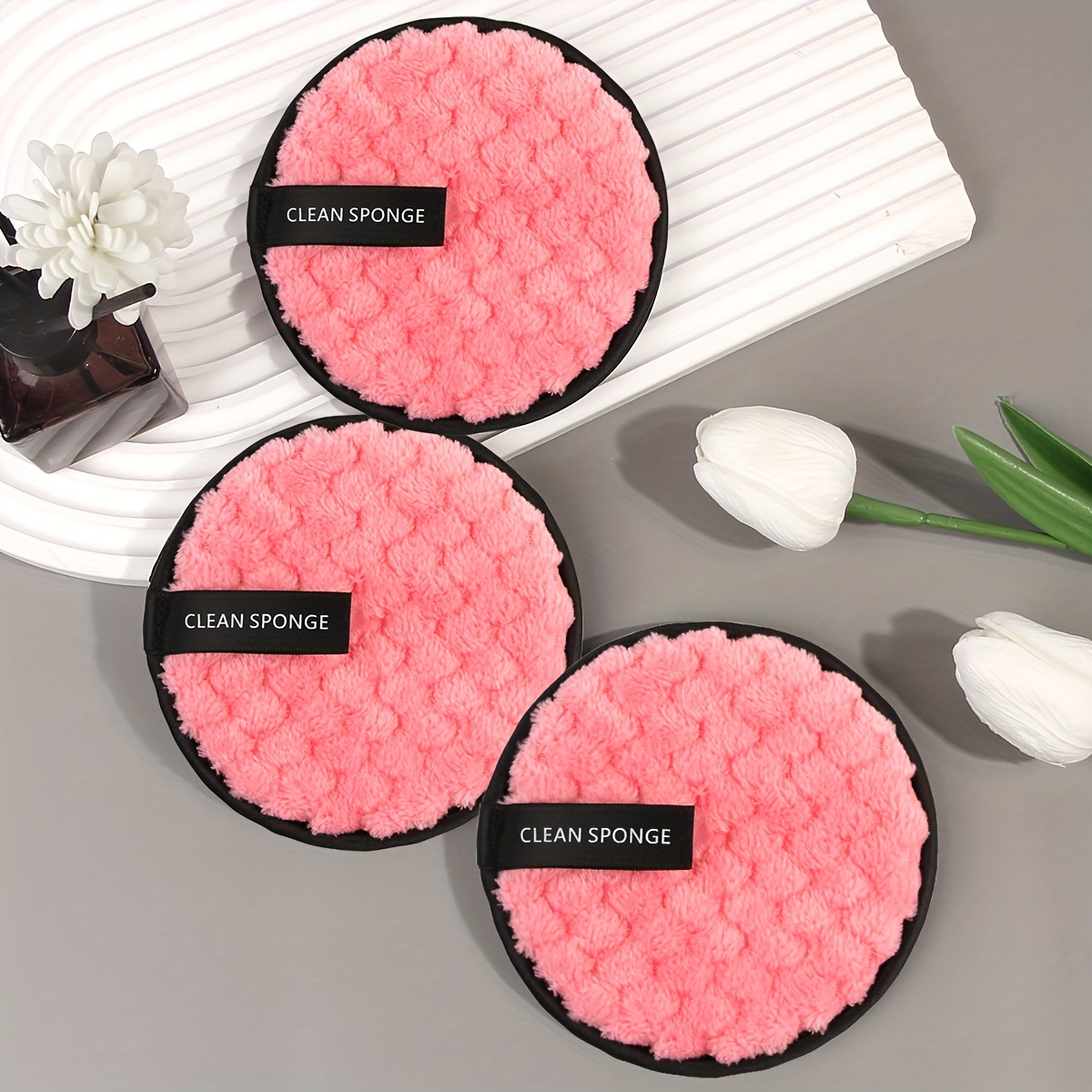 

Maange 3pcs Makeup Remover Pads, Soft And Face Towel, Cleanning Tools Easy Carrying For Travel, New Year Valentine's Day Gift, Gift For Women Girls