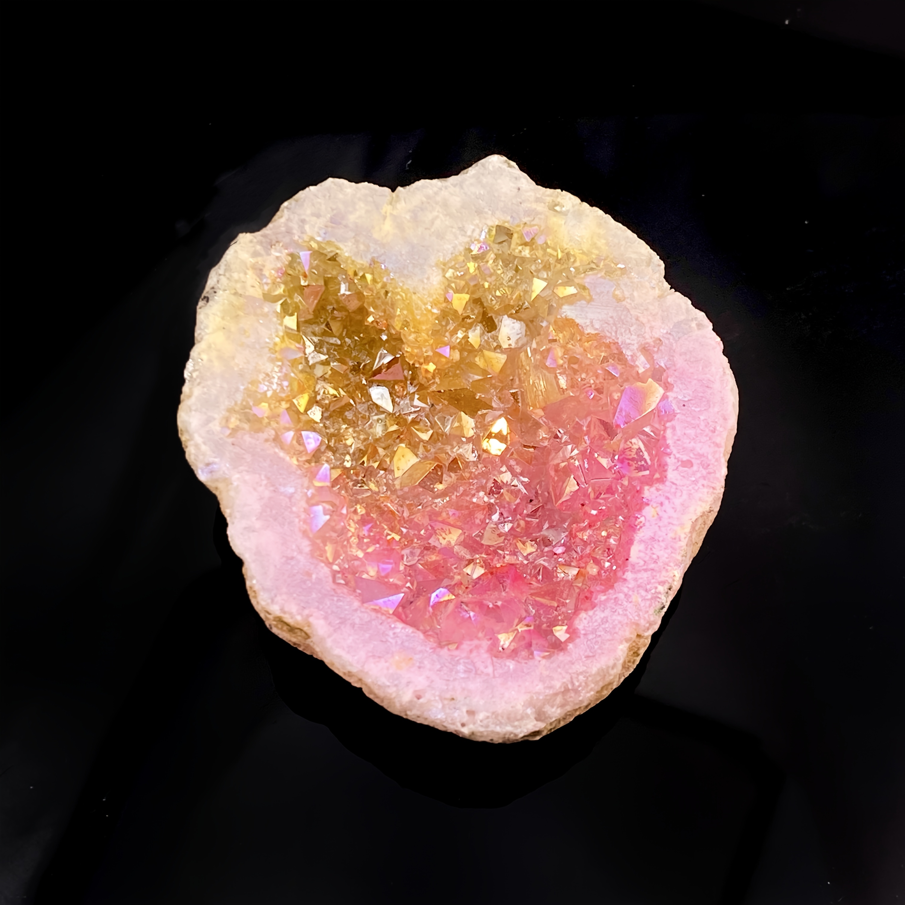 TEMU 1pc Random Stunning Yellow-pink Halo White Agate , A For Home Decor And Unique Gifts, Handmade Crystal Jewelry For Home Decoration, Valentine's