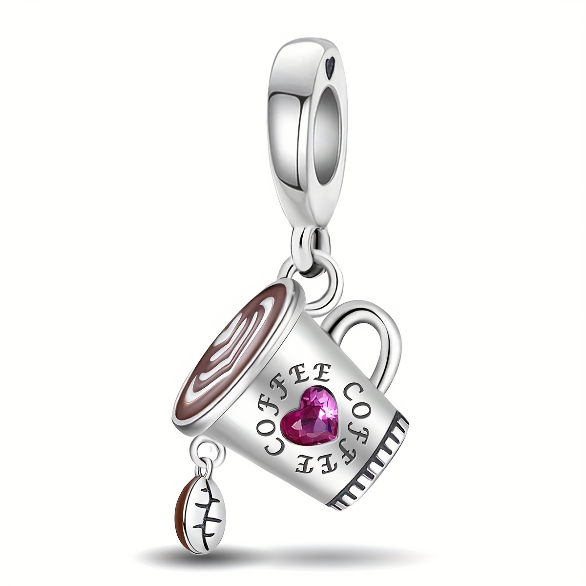 E-shop Liebes-Kaffeebecher-Anhänger, 925er vergoldeneter Anhänger, passend für Armband, Armreif, Halskette, Schmuckherstellung, Valentinstags,