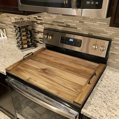 stove cover with handle wooden stovetop cover for gas burners and acacia wood noodle board stove cover with handle suitable for gas stoves with burners stovetop cutting board oven top cover stove protector