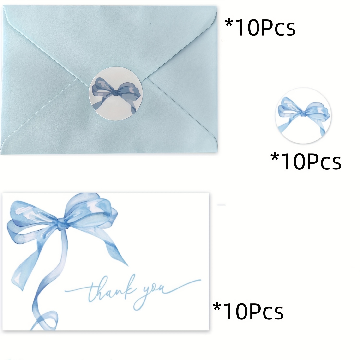 30pcs Pink &amp; Blue Bow Thank You Cards with Envelopes - Blank Note Cards for Parties &amp; Events, Perfect for Handmade Gifts, Party Invitations | Elegant Bow Design | Durable Paper, Thank You Cards for Weddings