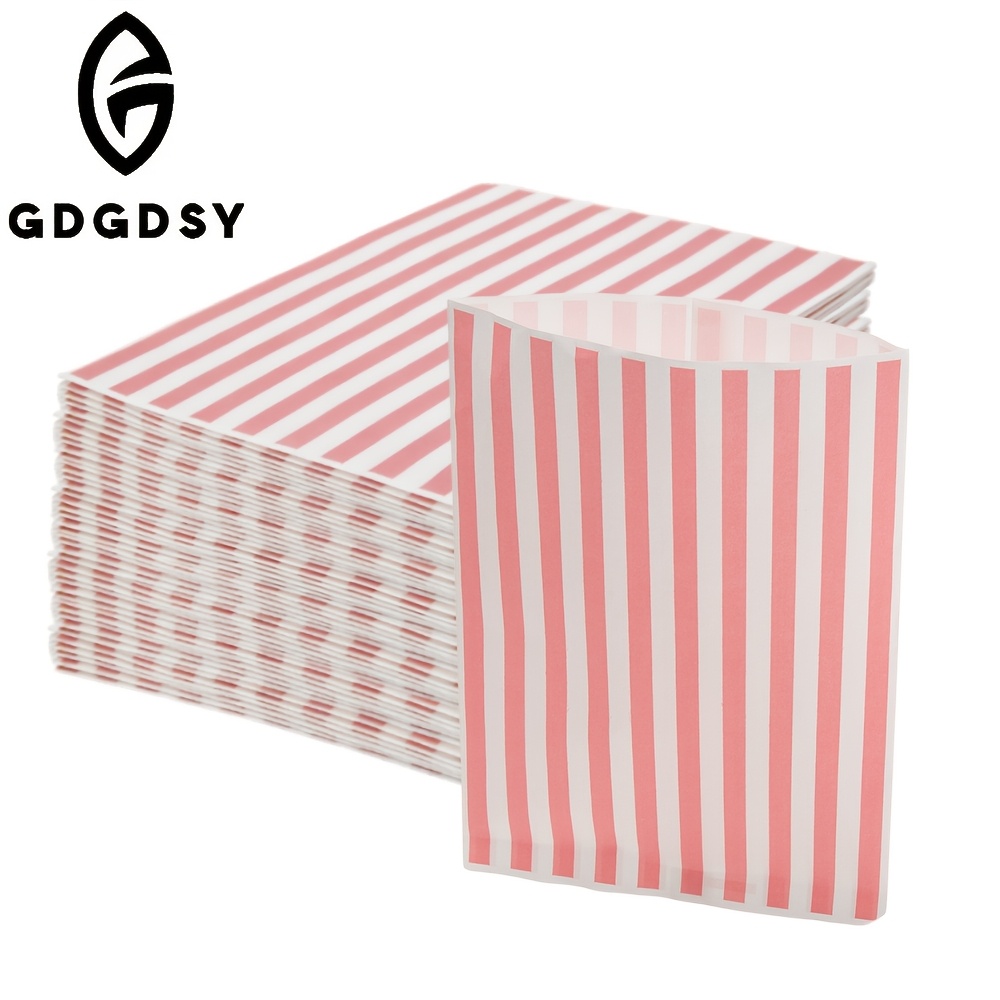 TEMU 50 pezzi di sacchetti di carta a righe rosa e bianche, sacchetti regalo, confezione creativa, sacchetti di carta gamma