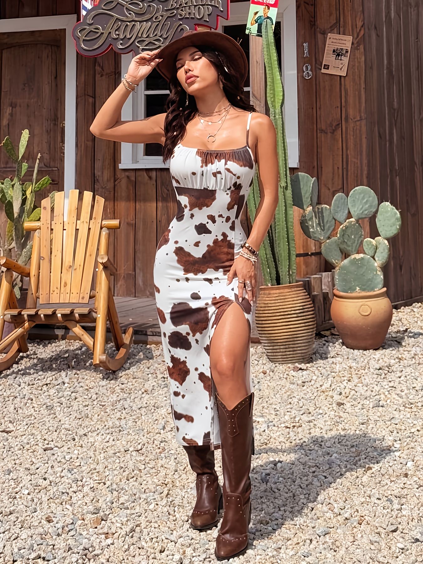 Semi Formal Dress With Cowboy Boots Women's Slip-On *-Calf Western