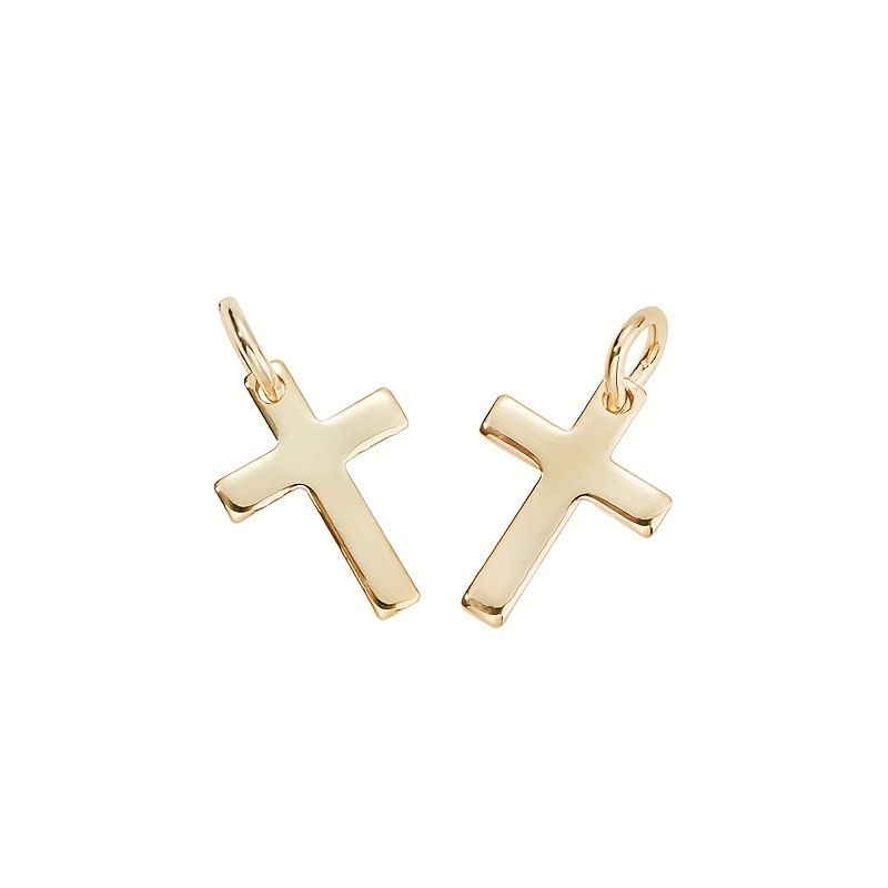 2pcs Craft Supplies Real 18k Gold Plated Beads Charms Pendants Cross Charms For Jewelry Making Crafting