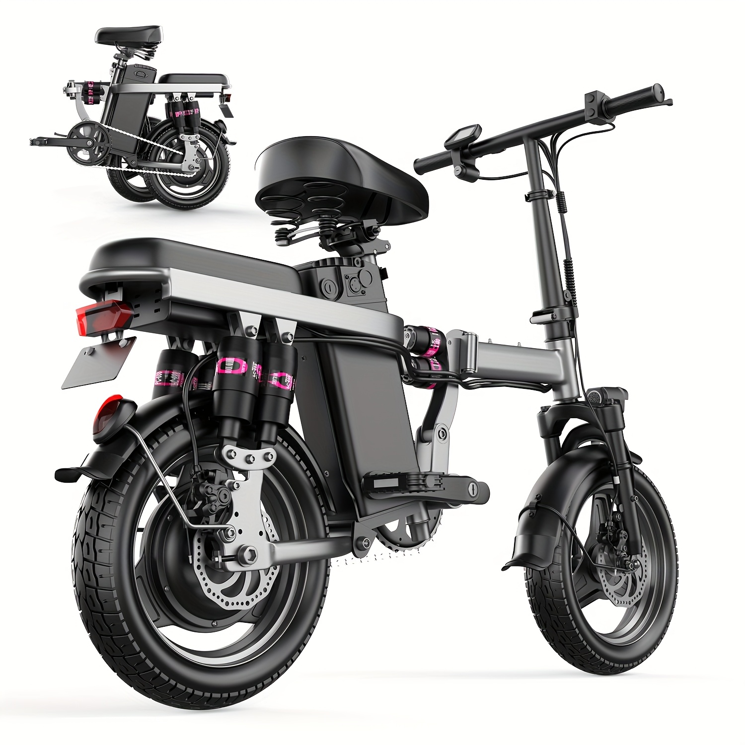 TEMU 500w Motor Adult E-bike, 48v 15ah Folding Electric Bicycle, 20mph , 35 Miles Range, Stainless