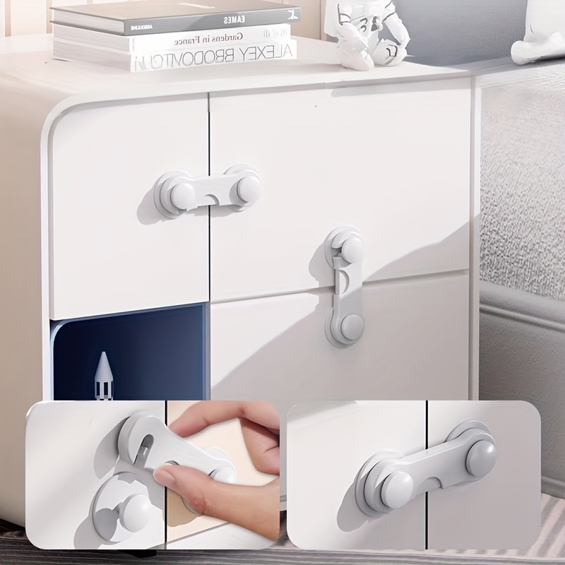 10pcs Youngsters Safety Locks - Durable ABS Plastic, Phthalate-Free, White - Easy Install for Cabinets, Drawers & Fridges - Hand Pinch Protection, 8.99cmx1.18