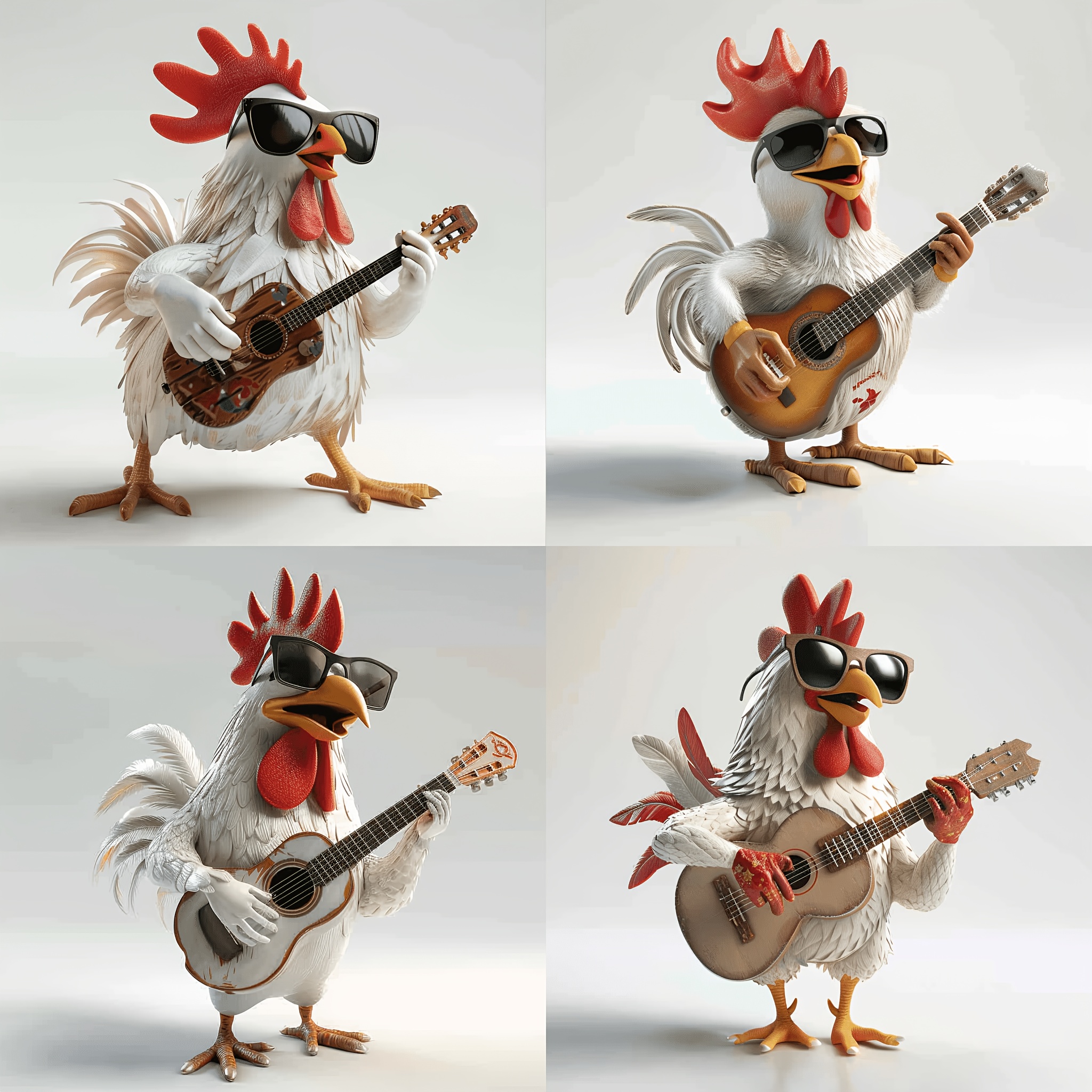 

4in1 Creative Stickers White Chicken With Glasses Playing Guitar Car Stickers Stickers Sunscreen Opaque Apply To Cars, Doors, Windows, Refrigerator Location Whole Plate Engraving