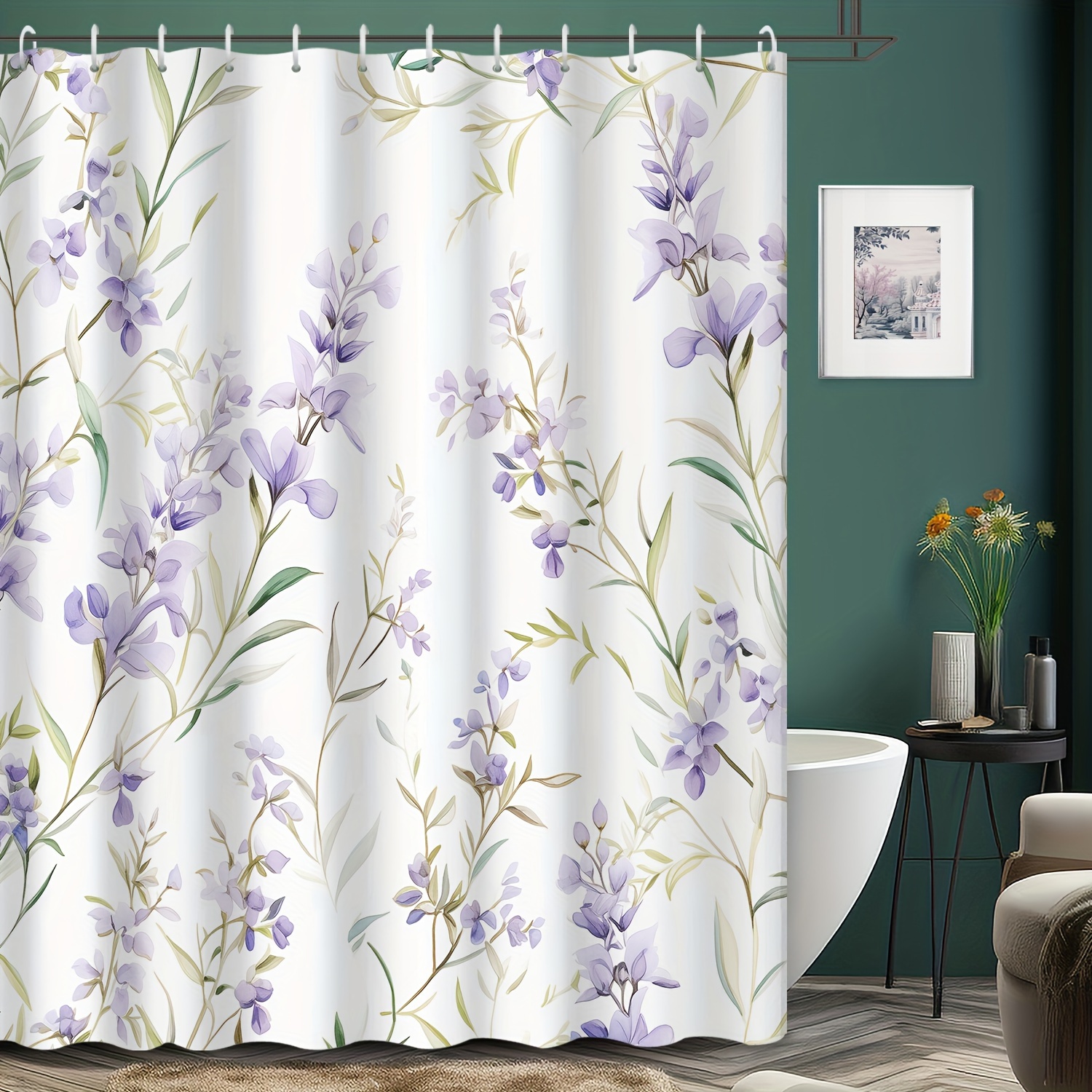 

72 X 183cm Purple Lavender Shower Curtain - , , And Comes - For , Apartments, And Bathrooms