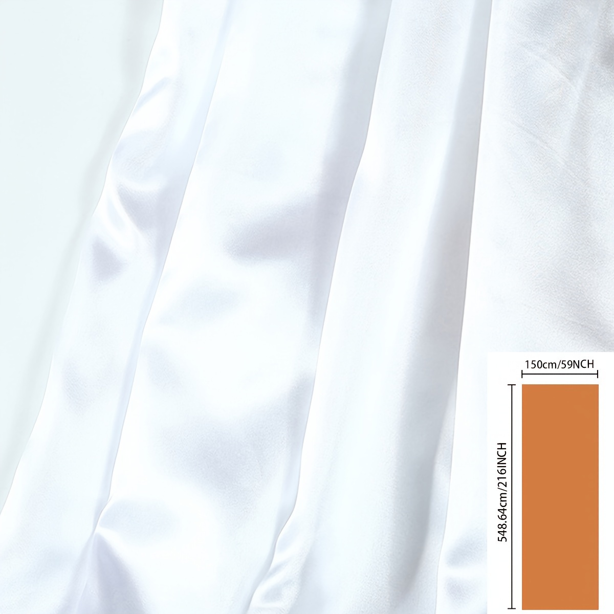 Image of White Satin-like Fabric For Pajamas And Loungewear, Suitable For Clothing Lining, Eye Masks, And Shiny Materials For Quilting, Sewing, Sofas, Curtains, Bags, Cushions, And Furniture Covers