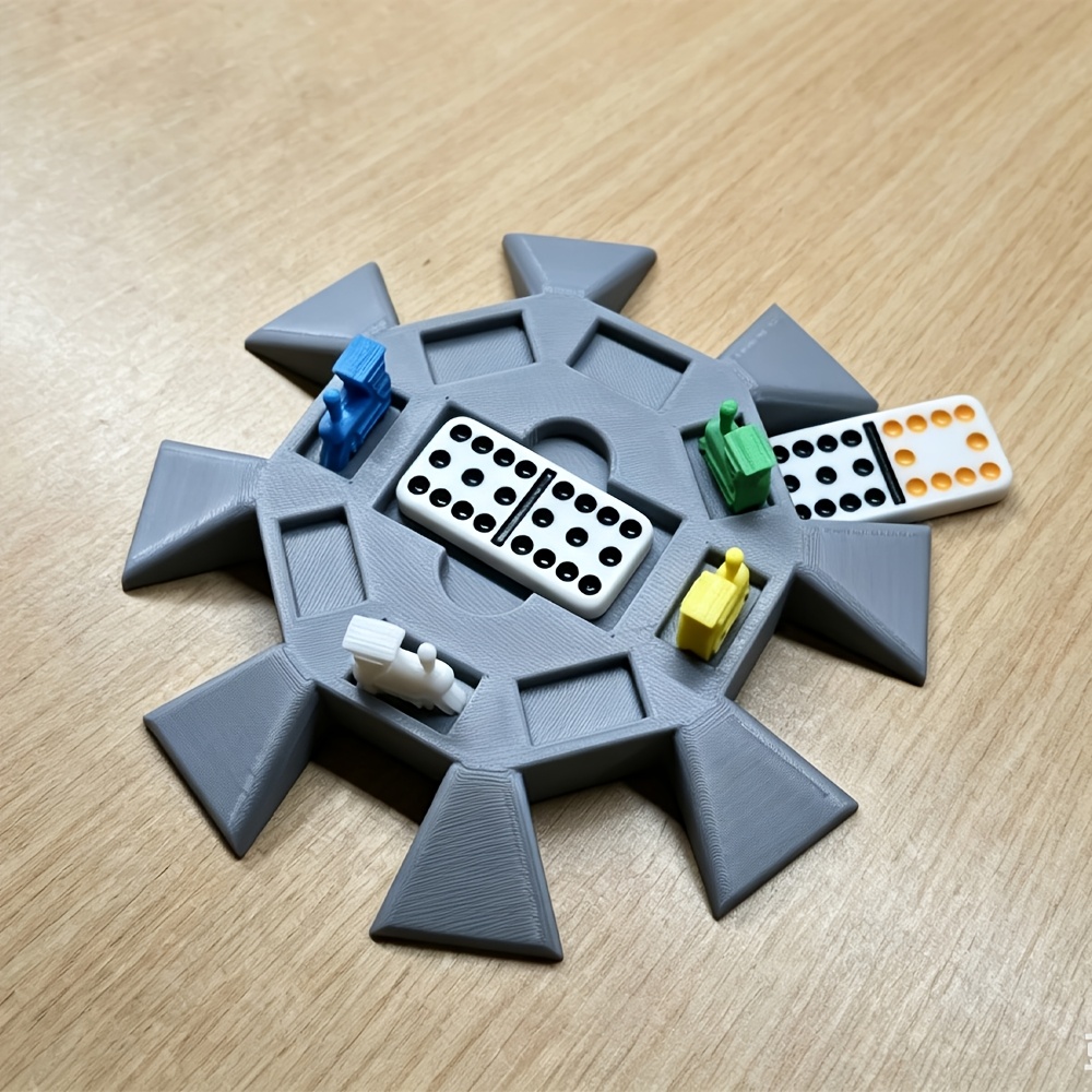 TEMU 3d Printed For Dominoes , Domino Game Centerpiece With 8 Player Slots, Durable Plastic Train Marker Holder For Dominoes