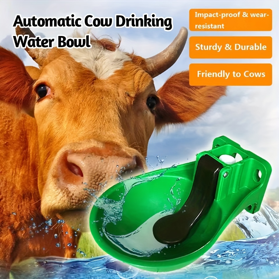 

1pc Plastic Automatic Cow Sheep Drinking Bowl, Livestock Water Feeder With Stainless Steel Valve, Impact-resistant Water Bowl For Cattle And Sheep Farming Supplies