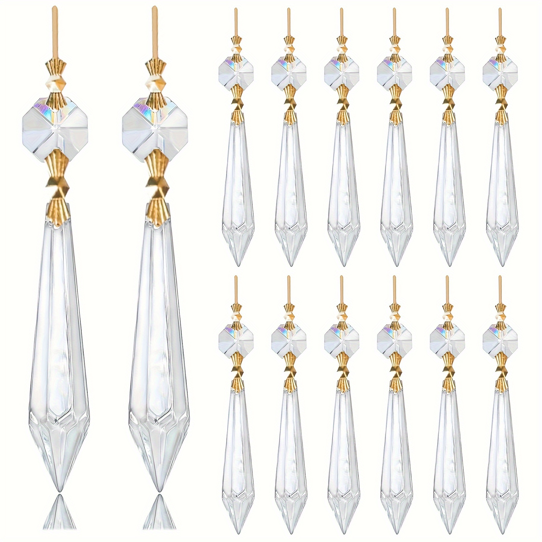 

6pcs/12pcs Clear Brass - 55mm U-drop Hanging Pendants For Decor, No Needed