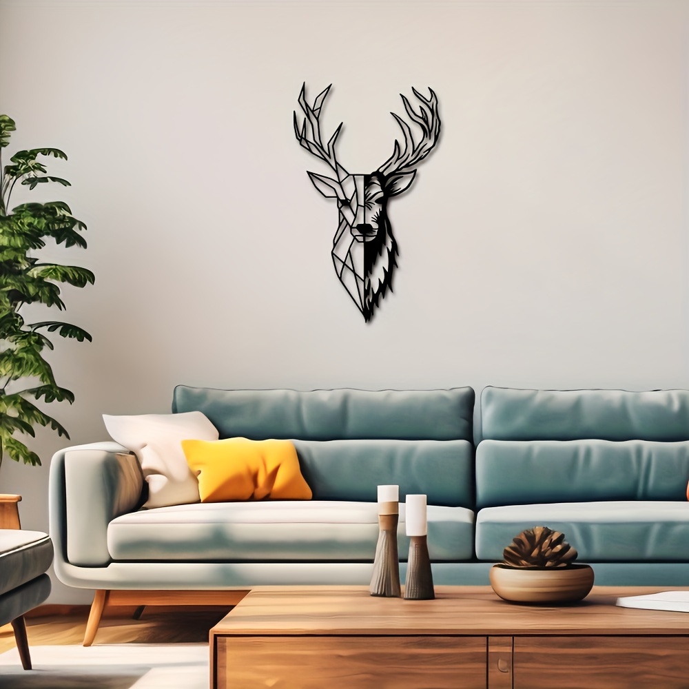 Home Wall Decor Deer Geometric Wall Art, Metal Wall Sign Geometric Deer Decor Minimalist Style Decoration Wall selling Metal Hanging