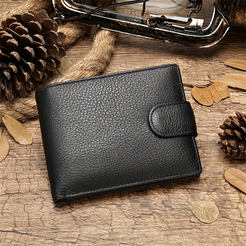 

Men' Genuine Leather Wallet - Rfid Blocking, Slim & Design With Closure - Perfect Father's Day Gift, Black