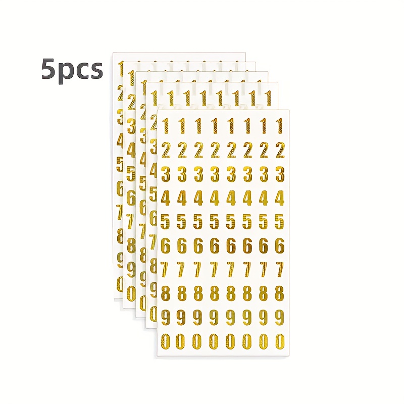 Image of 5pcs Golden Glitter Alphabet And Number Stickers, Self-adhesive Golden Letter And Number Stickers For Diy Crafts, Scrapbooking, And Greeting Cards