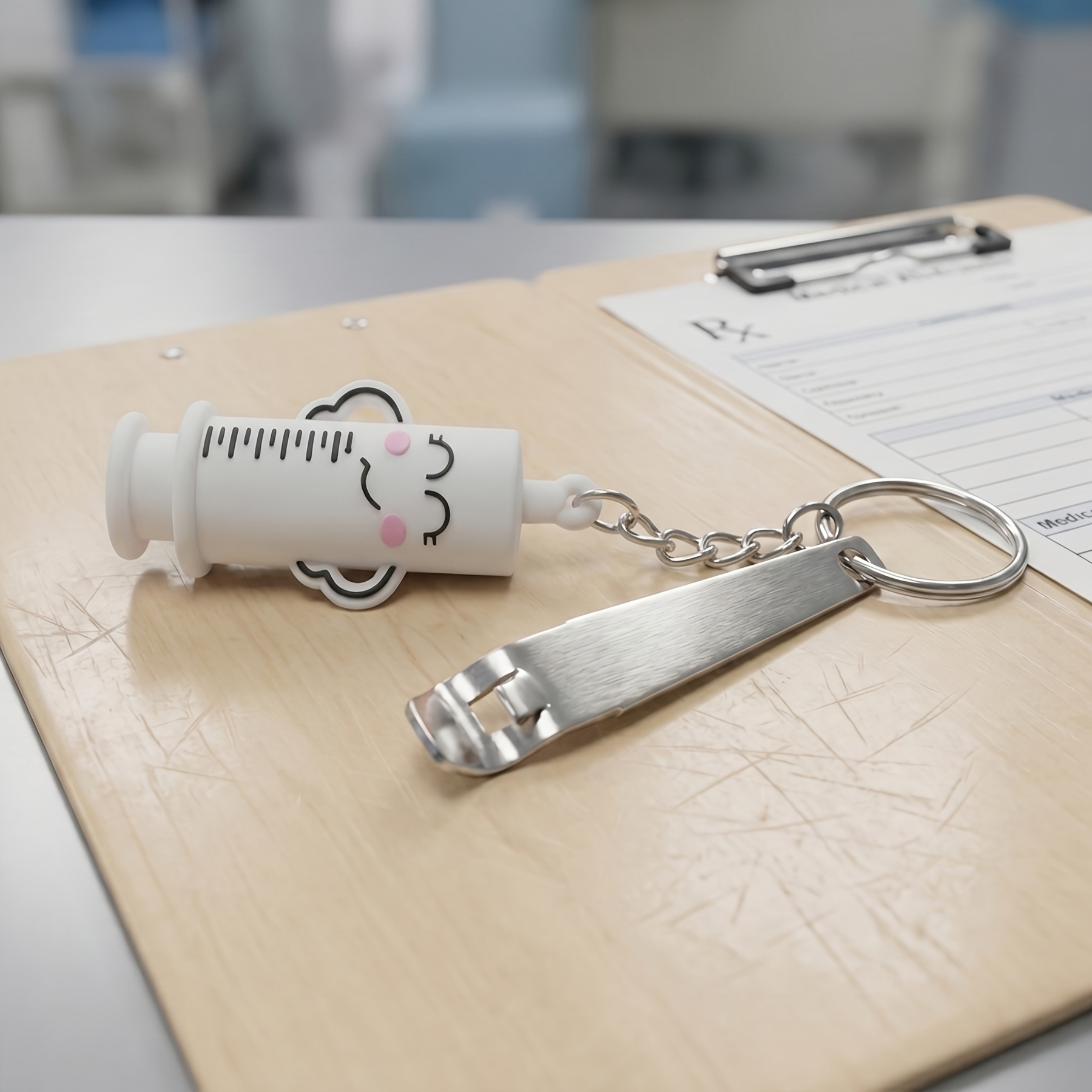 TEMU 看護師向け 携帯用アンプルオープナー ノベルティキーホルダー 2個セット、経口液ボトルオープナー、かわいいシリンジ型キーホルダー、への心に響くギフトキーホルダー