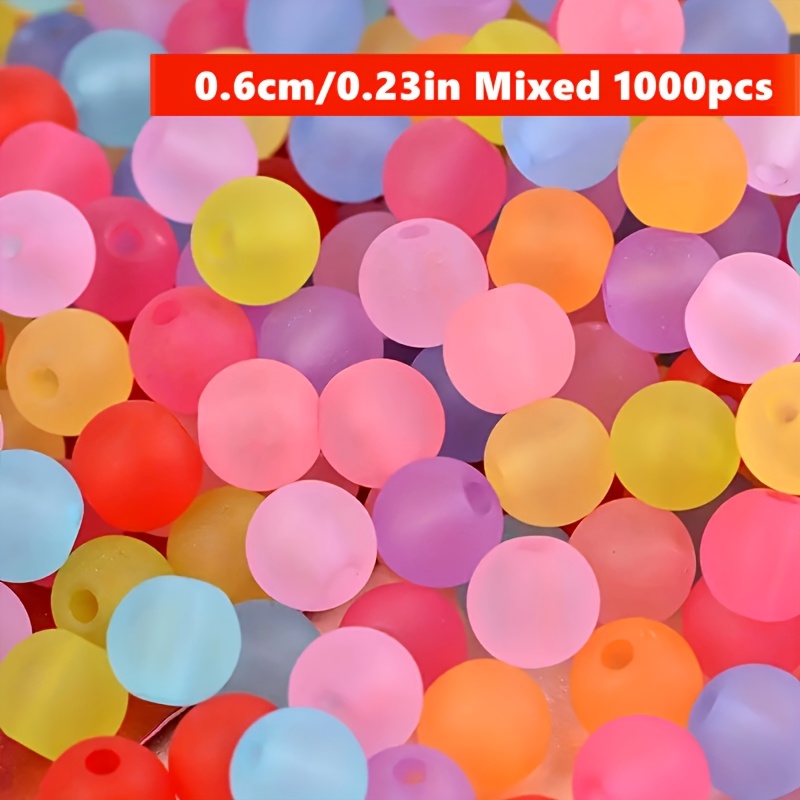 TEMU 1000pcs Qywctz Transparent Frosted Colored Round Beads Suitable For Jewelry Making, Acrylic Craft Beads With Straight Hole For Bracelets,