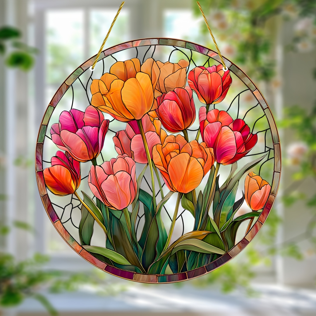 

1pc, 9x9 Inches Acrylic Garden Suncatcher, 2d Window Hanging, Spring Decor, Indoor/outdoor Wall & Room Decoration, Perfect Birthday Gift For Women