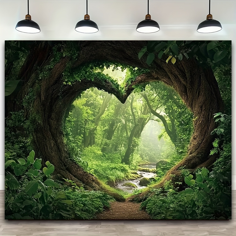 Enchanting Misty Forest Tree Tapestry Vibrant Polyester Wall Decor_voghion.com