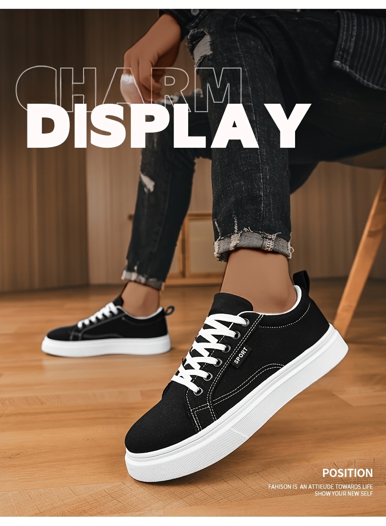 Baskets en Toile Homme Style Skateboard Chaussures en toile pour hommes, chaussures décontractées pour étudiants, chaussures de skateboard tendance, baskets athlétiques polyvalentes