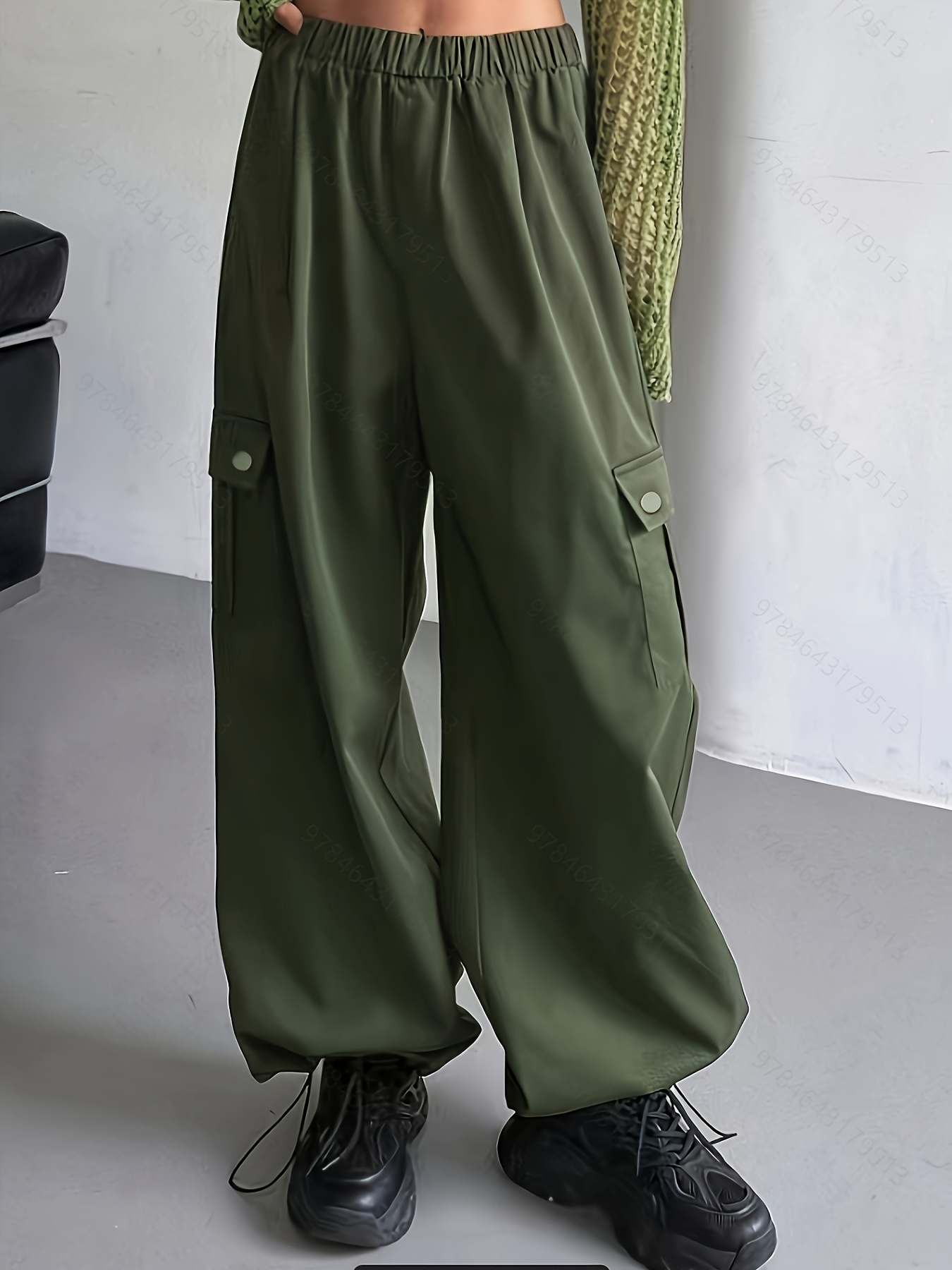Pantalones Cargo Mujer Verde - Temu