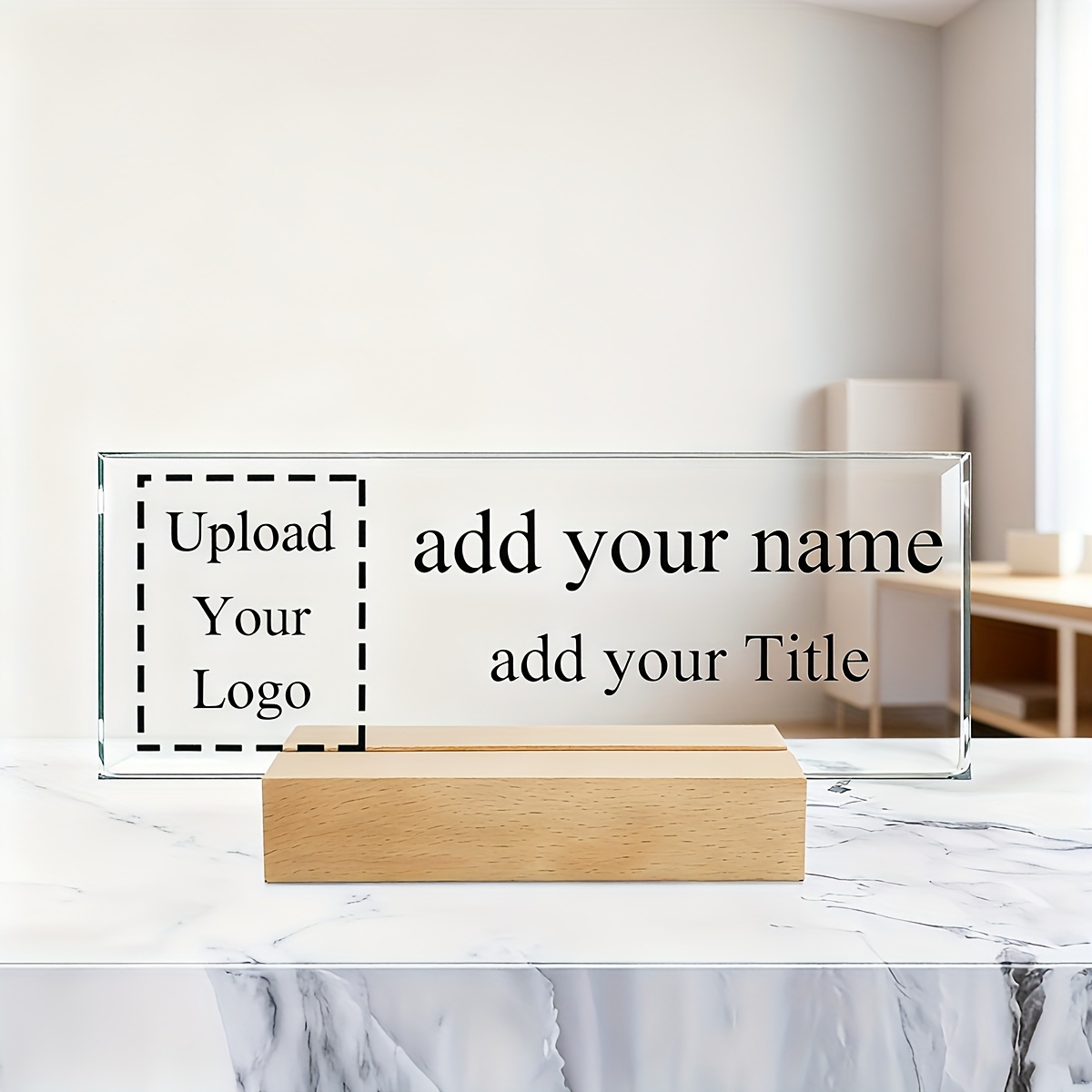 TEMU 2d Flat, 1 Custom Acrylic Desk Sign With Base- Personalized Office And Home Decoration, You Can /logo For Customization, , Ideal Desk Ornament