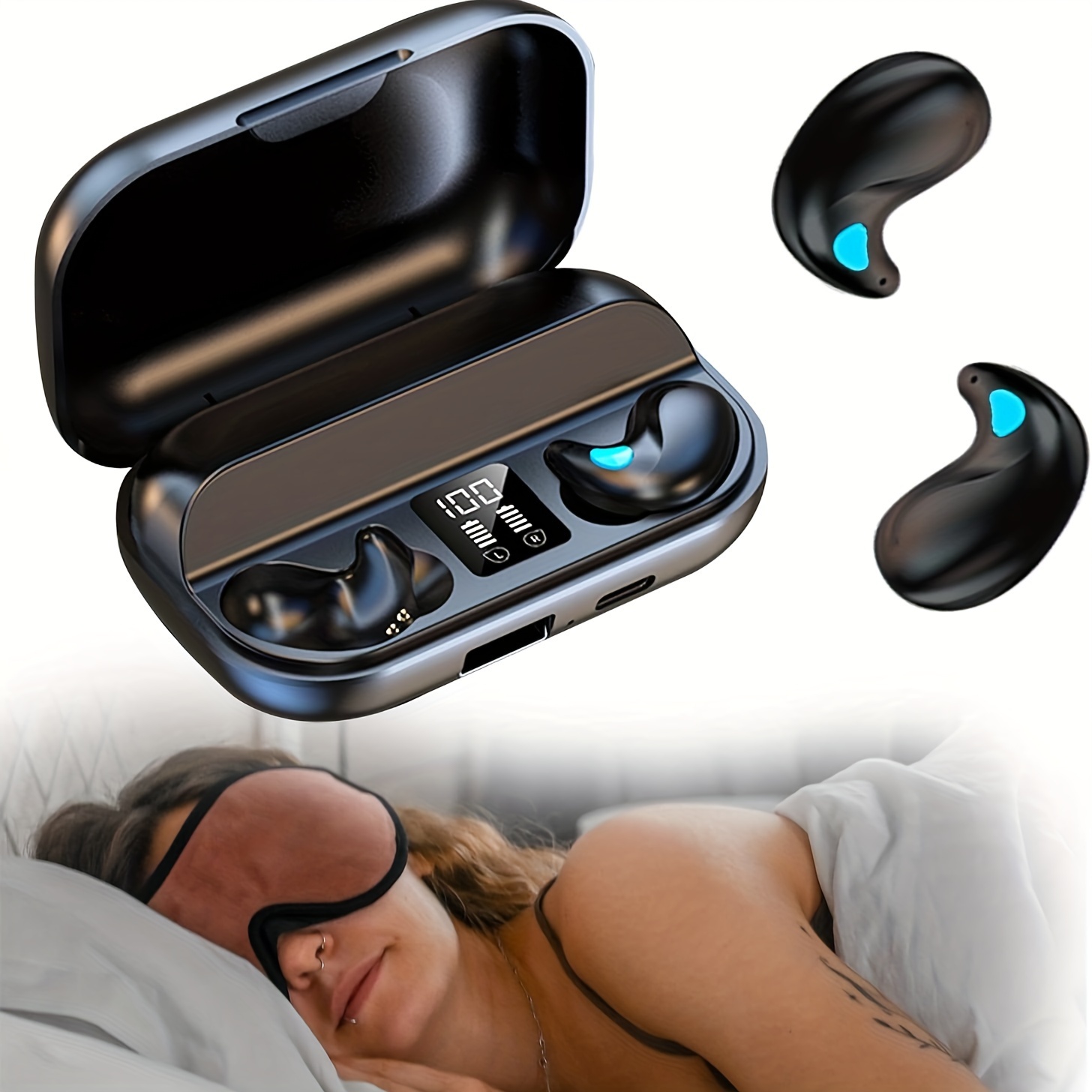 Auriculares invisibles pequeños pequeños ocultos para trabajar, dormir,  música (nude)