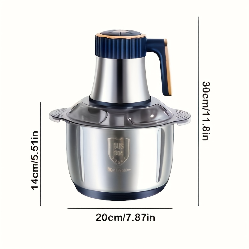 Graisseur électrique en acier inoxydable de grande capacité avec hachoir alimentaire - 5000 tr/min, 220V-240V, prise standard européenne, parfait pour la cuisine, la viande, les légumes, les oignons, l'ail, les salades, les fruits, les noix, le graisseur de viande de cuisine | Moulin en acier inoxydable | Hachoir alimentaire durable, broyeur de viande pour la maison