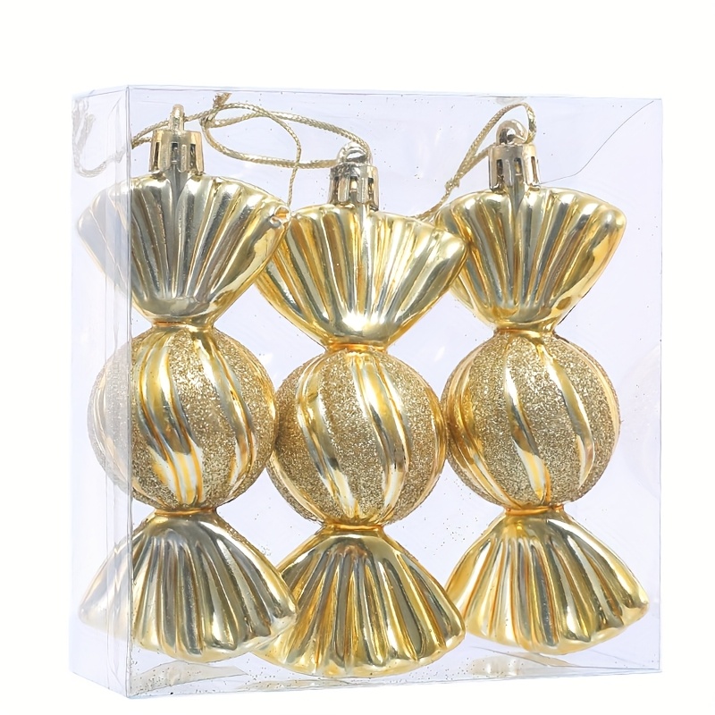 TEMU 3pcs Christmas Tree Candy Ornaments, Christmas Tree Decorations, Suitable For Christmas, Candy Ornaments, Tree Decorations, Plastic Red And