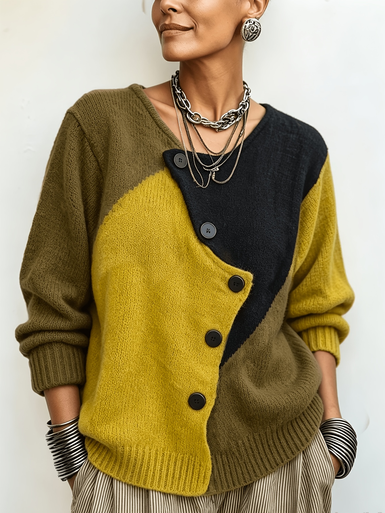 item picture plus size womens elegant casual cute round neck button front open front spring autumn winter soft warm gentle sweater long sleeve outerwear knitwear jacket comfortable soft warm beautiful knitwear