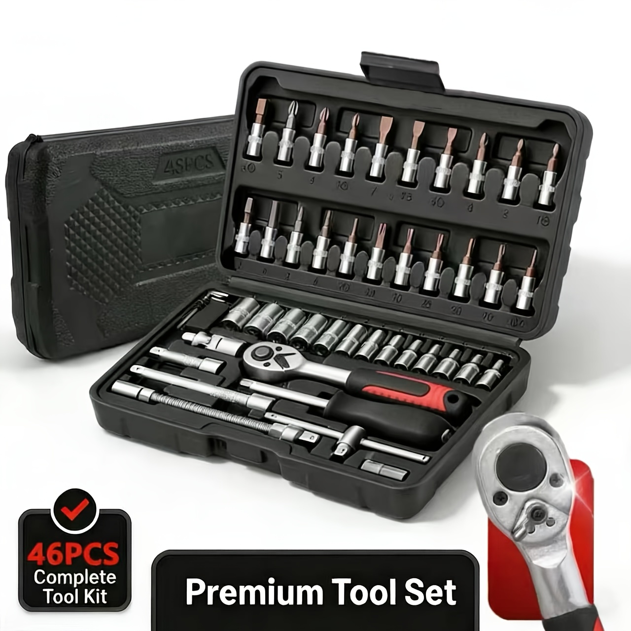 TEMU 45/52/216pcs Professional Tool Set, Multi-functional Toolbox, Portable Design, For Home And Car Repair, A Tool Set For Enthusiasts And