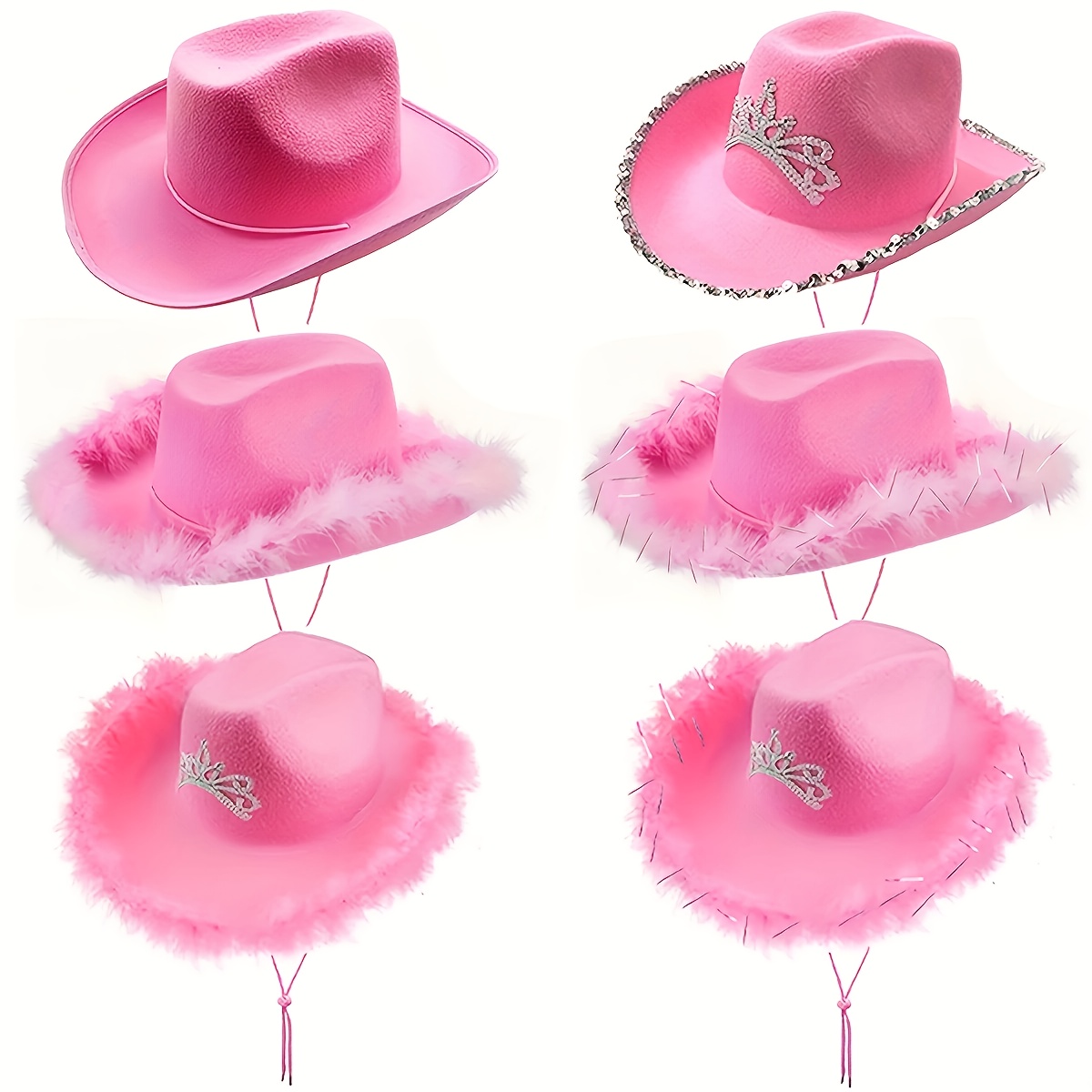 6 Pack Cowgirl Hats with Feather for Western Costume Party Amazon.com: 6 Pack Adult Cowboy Hats Bulk, Western Men  main image 4
