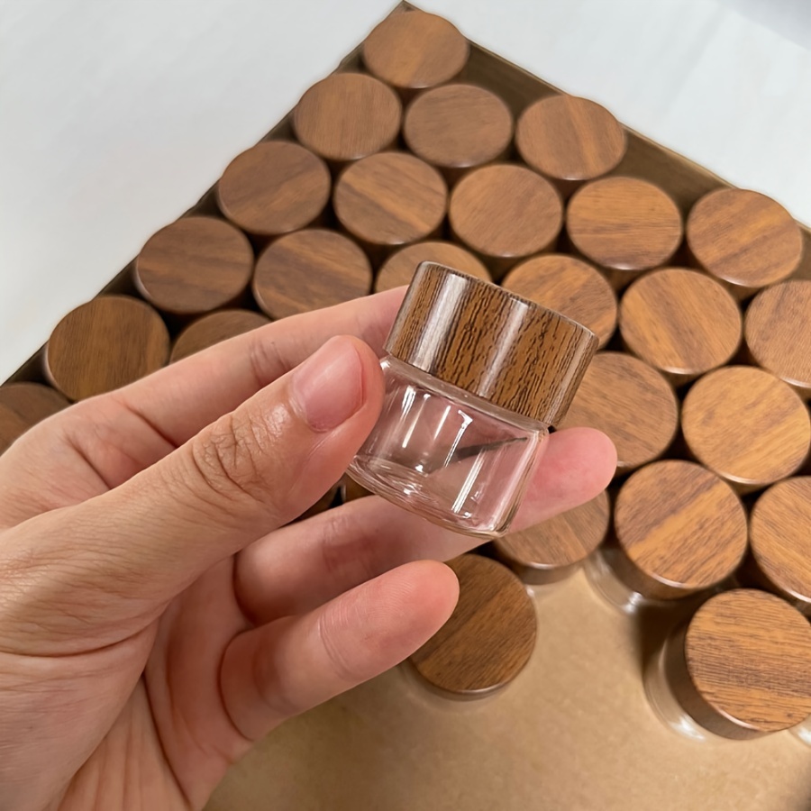 

4pcs 10ml Mini Glass Sealed Jars With Elegant Wood Grain - Portable & Airtight Containers For , Creams & , Powder Containers|elegant Jar Design|airtight Seal