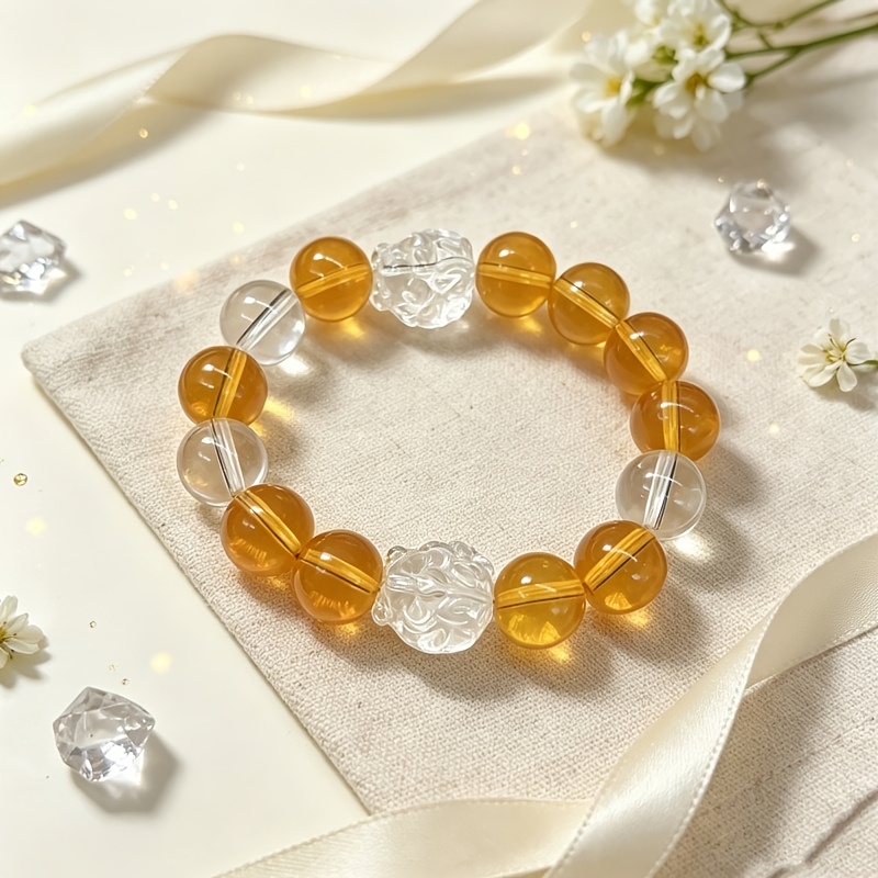 Artificial Citrine Lion Dance Bracelet, Wealth-Attracting Design