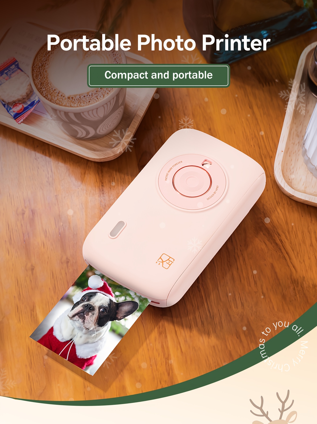   cp2100 portable photo printer for   1x3 4 mini   printer type c charging dye sublimation tech initial 10 sheets included pink details 0