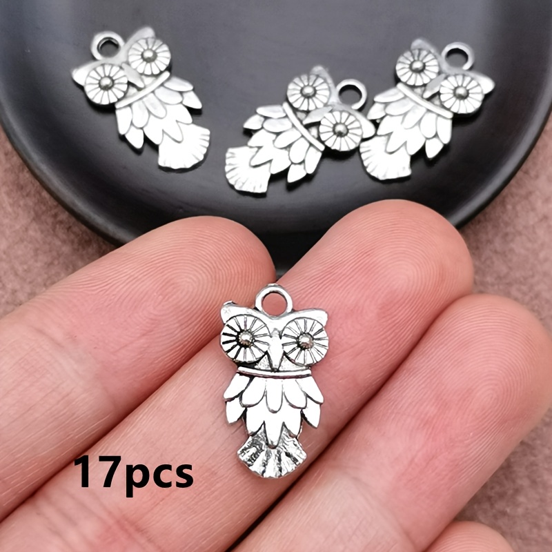 17pcs Owl Charm Pendant, Bohemian Style Jewelry Accessories, Handmade Making Bracelet, Necklace, Earring Accessories 11*20mm