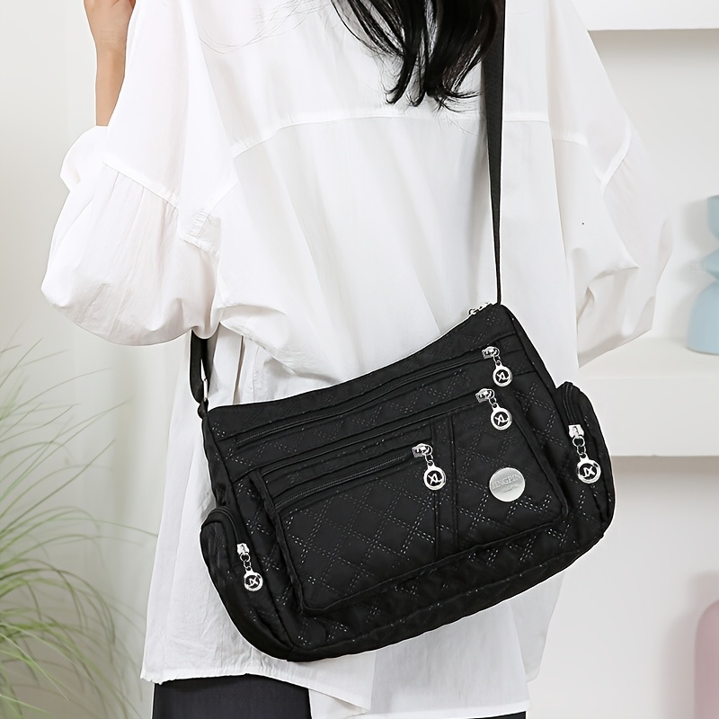 Square Neutral Men's and Women's Handbags Crossbody Bag New Big Bags Cloth Bag Oxford Shoulder Fashion All-Match [Random Pull Direction]