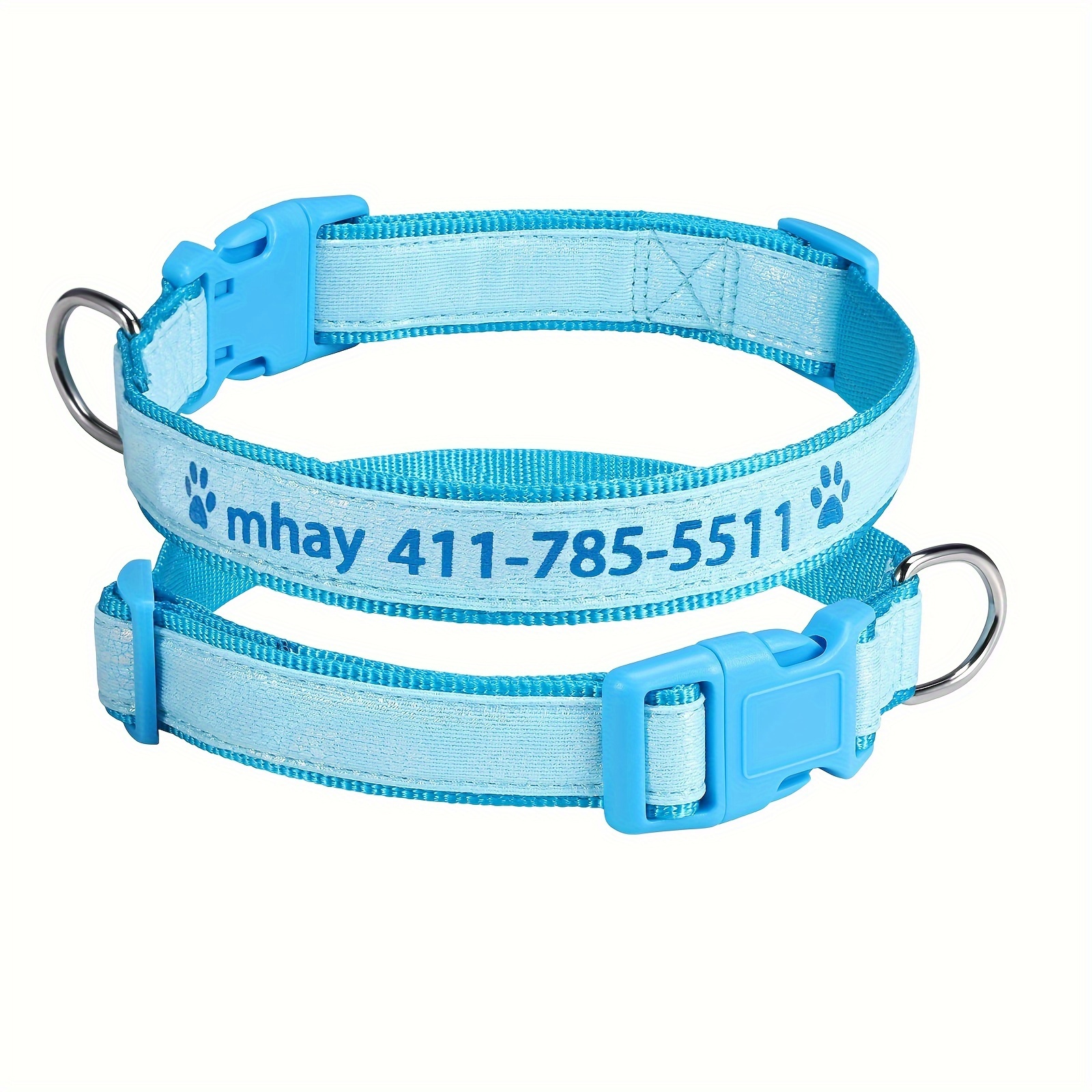 

Custom Reflective Dog Collar With Glowing Id - Personalized Name & Phone Number, Durable Nylon Material Dog Collars Personalized Dog Collar