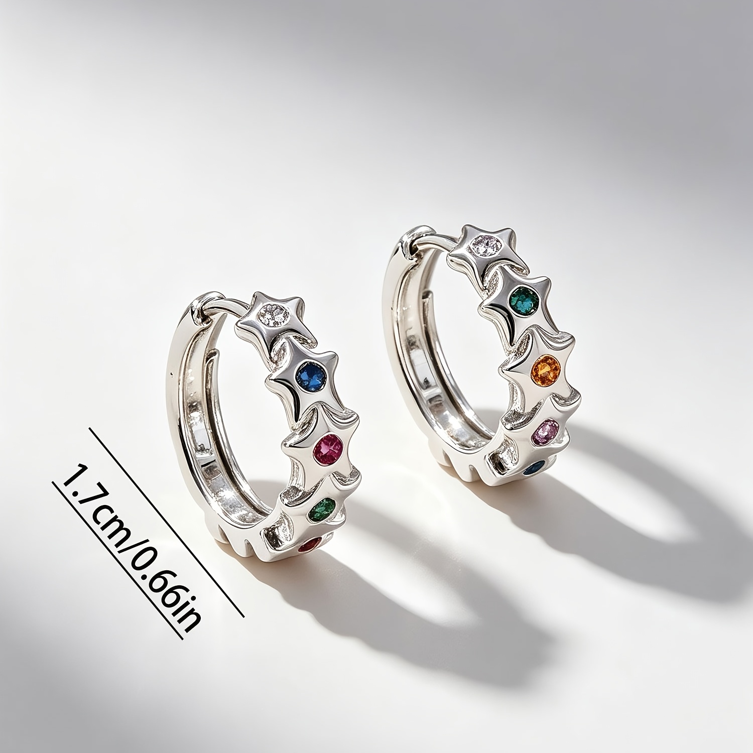 Women's Colorful Multi-Star Zirconia Stud Earrings, Light Luxury