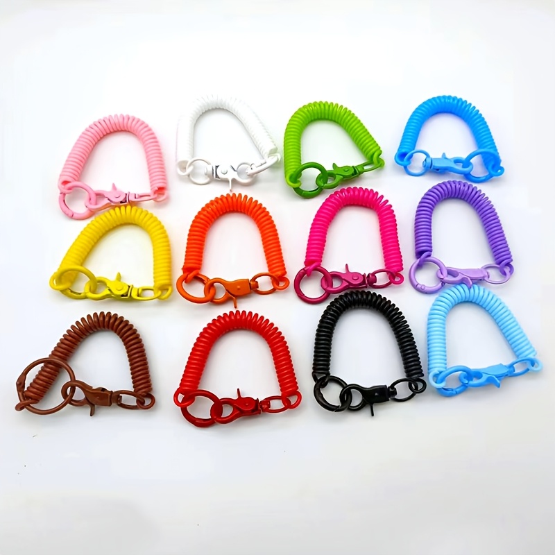 

5pcs Spring Bungee Cords With Lobster Clasps - Plastic Spiral Cable Ties For Jewelry Making, Key Rings, - Colors