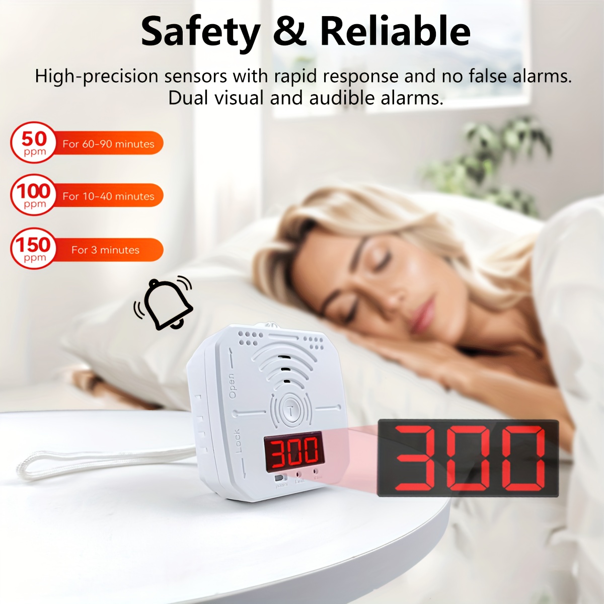 this portable carbon   detector is designed for travel with a standby time of 180 days battery operated   featuring   display real time carbon   monitoring and   audible and visual alarms Product details 2